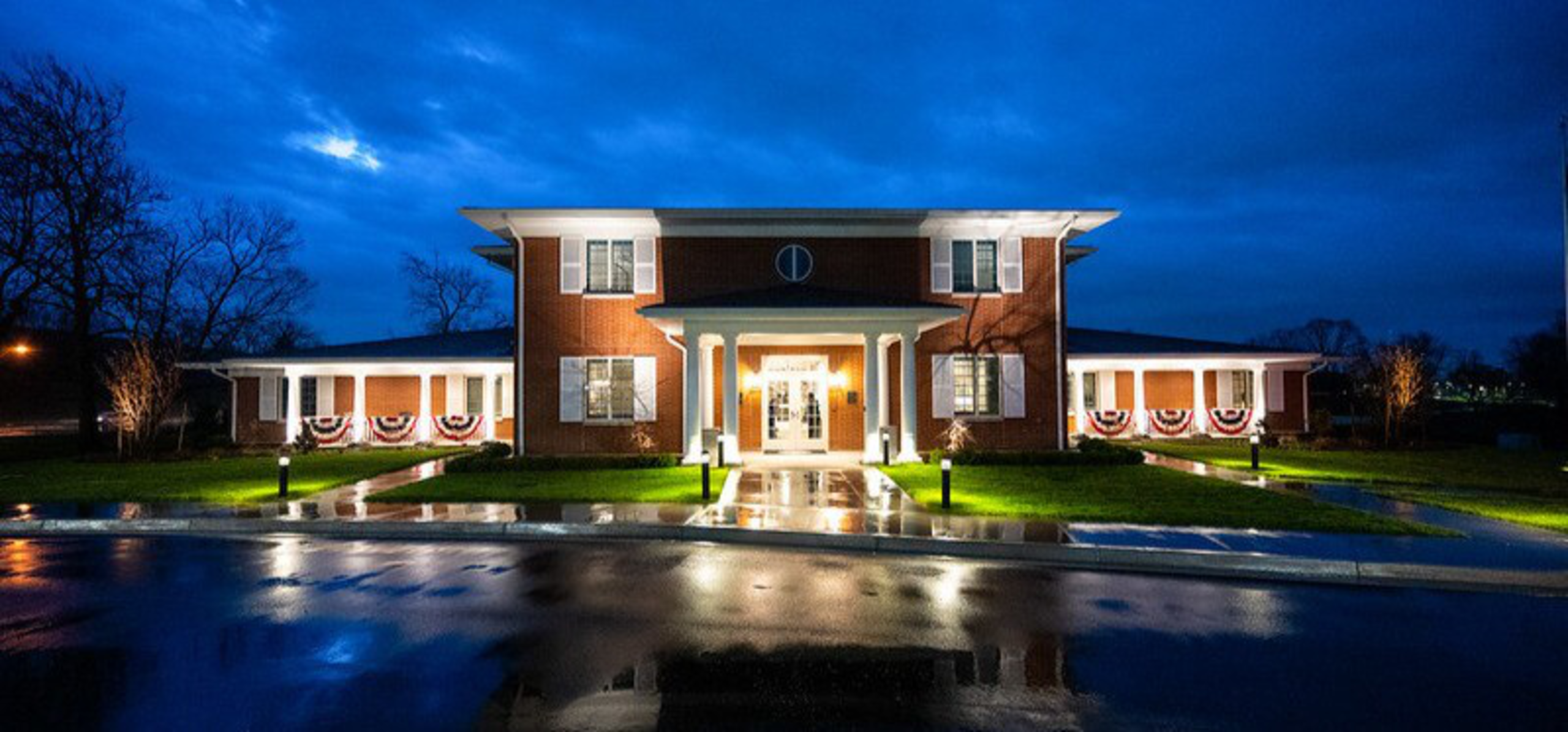 The Lexington Fisher House Building exterior at night